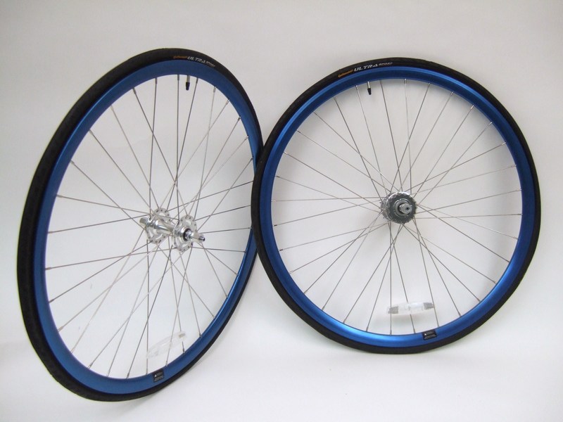 Wheels Alex Crostini R1.1 Blue Anodized Wheel Set SE High Flange Hubs Image